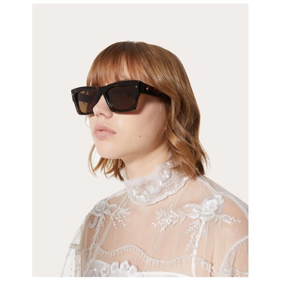 NEW VALENTINO SUNGLASSES, UNISEX HAVANA SQUARE EYEWEAR VALENTINO
